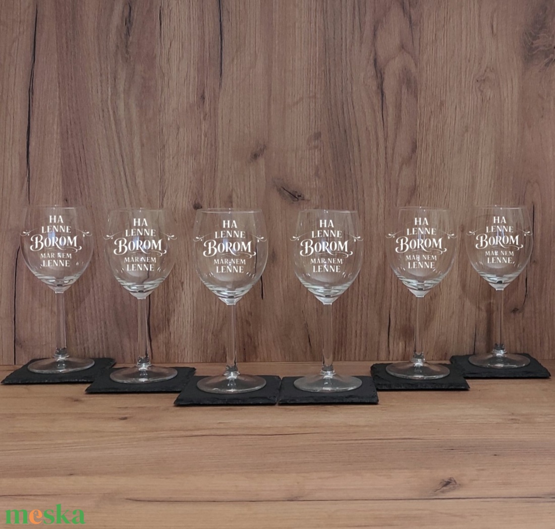 Gravírozott 6 darabos boros pohár szett, 300 ml - otthon & életmód - konyhafelszerelés, tálalás - tálalás - boros poharak, szettek - Meska.hu