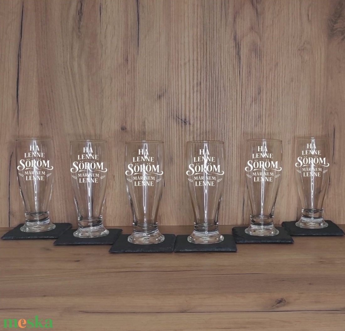 Gravírozott 6 darabos sörös pohár szett, 310 ml - otthon & életmód - konyhafelszerelés, tálalás - tálalás - sörös pohár és korsó - Meska.hu