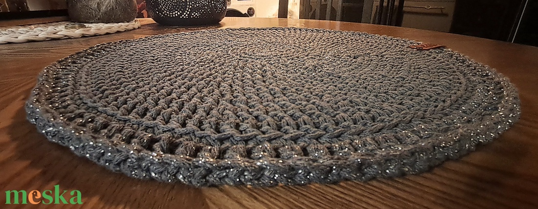 LUXURY SHINE Grafit horgolt tányéralátét - otthon & életmód - konyhafelszerelés, tálalás - tálalás - tányér- és poháralátét - Meska.hu