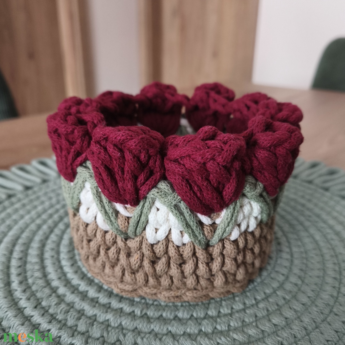 Tulipános kosár - otthon & életmód - dekoráció - asztal és polc dekoráció - asztaldísz - Meska.hu