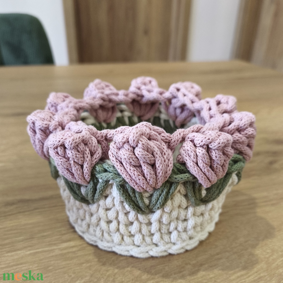 Tulipános kosár - otthon & életmód - dekoráció - asztal és polc dekoráció - asztaldísz - Meska.hu