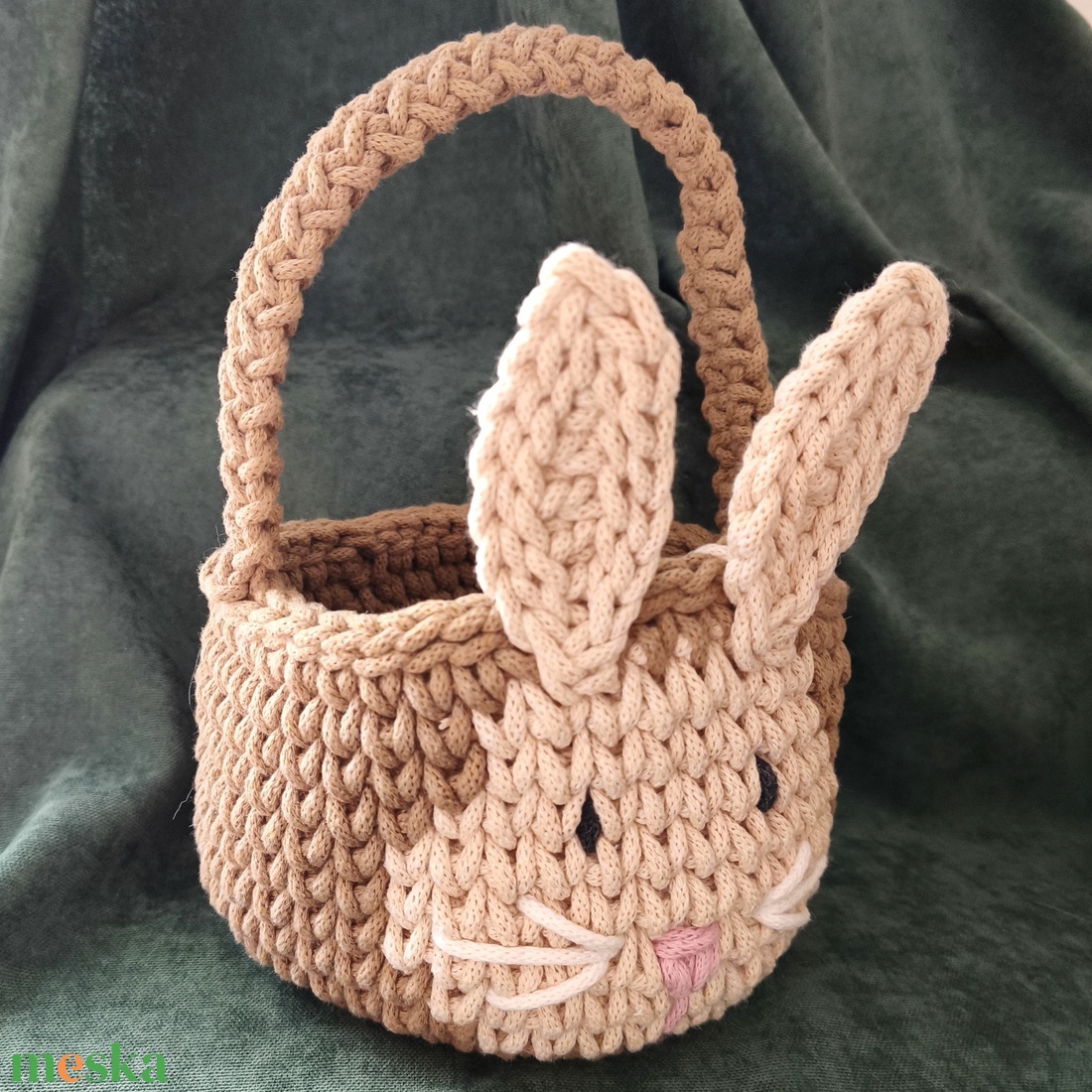 Nyuszi kosár - ünnepi díszek, dekorációk - húsvéti díszek és dekorációk - húsvéti kosár - Meska.hu