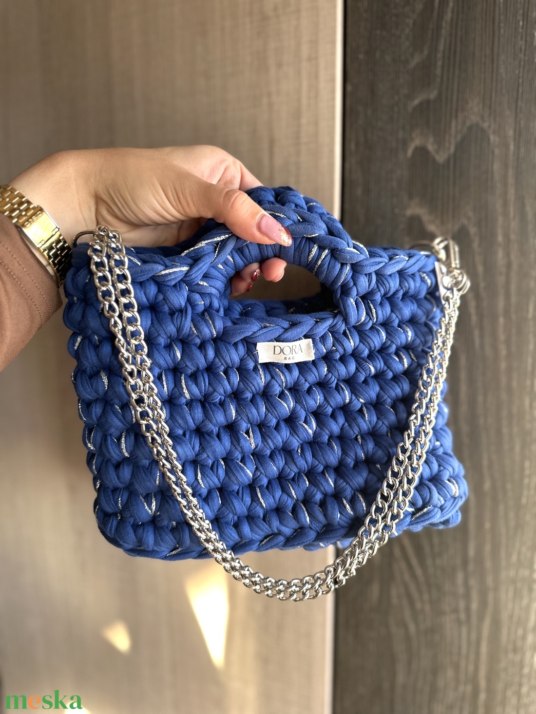 Kék láncos táska - táska & tok - kézitáska & válltáska - kézitáska - Meska.hu