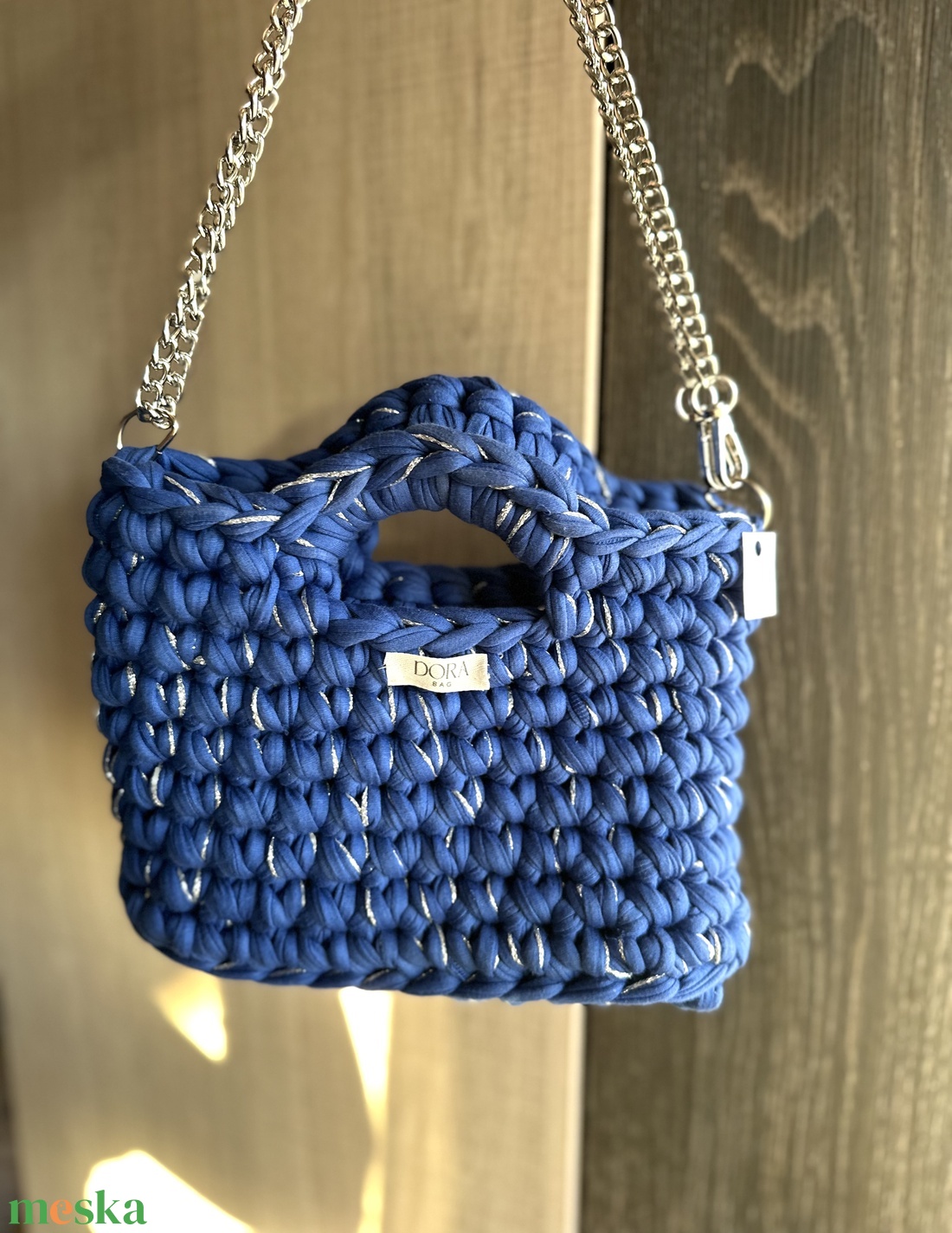 Kék láncos táska - táska & tok - kézitáska & válltáska - kézitáska - Meska.hu