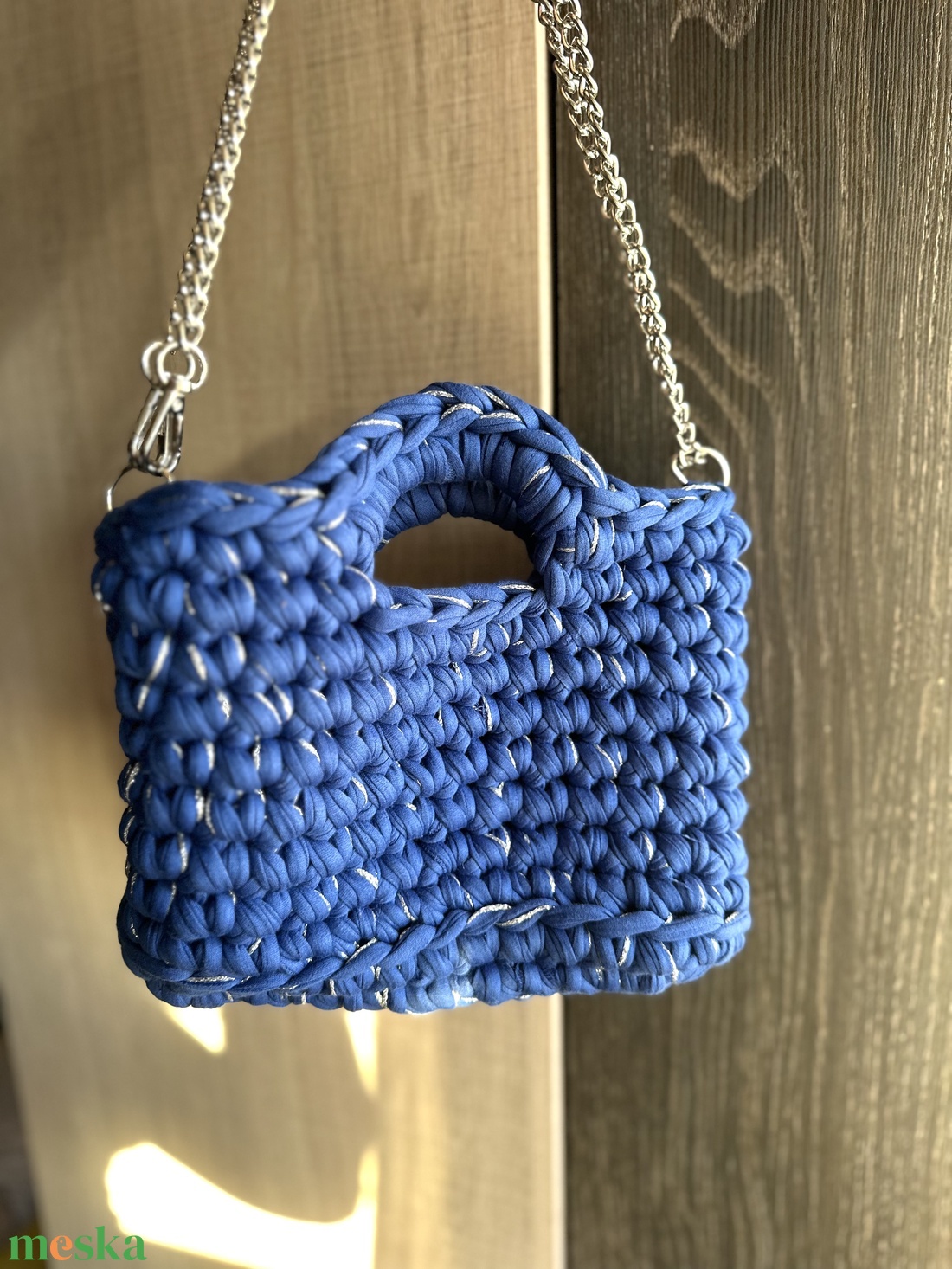 Kék láncos táska - táska & tok - kézitáska & válltáska - kézitáska - Meska.hu
