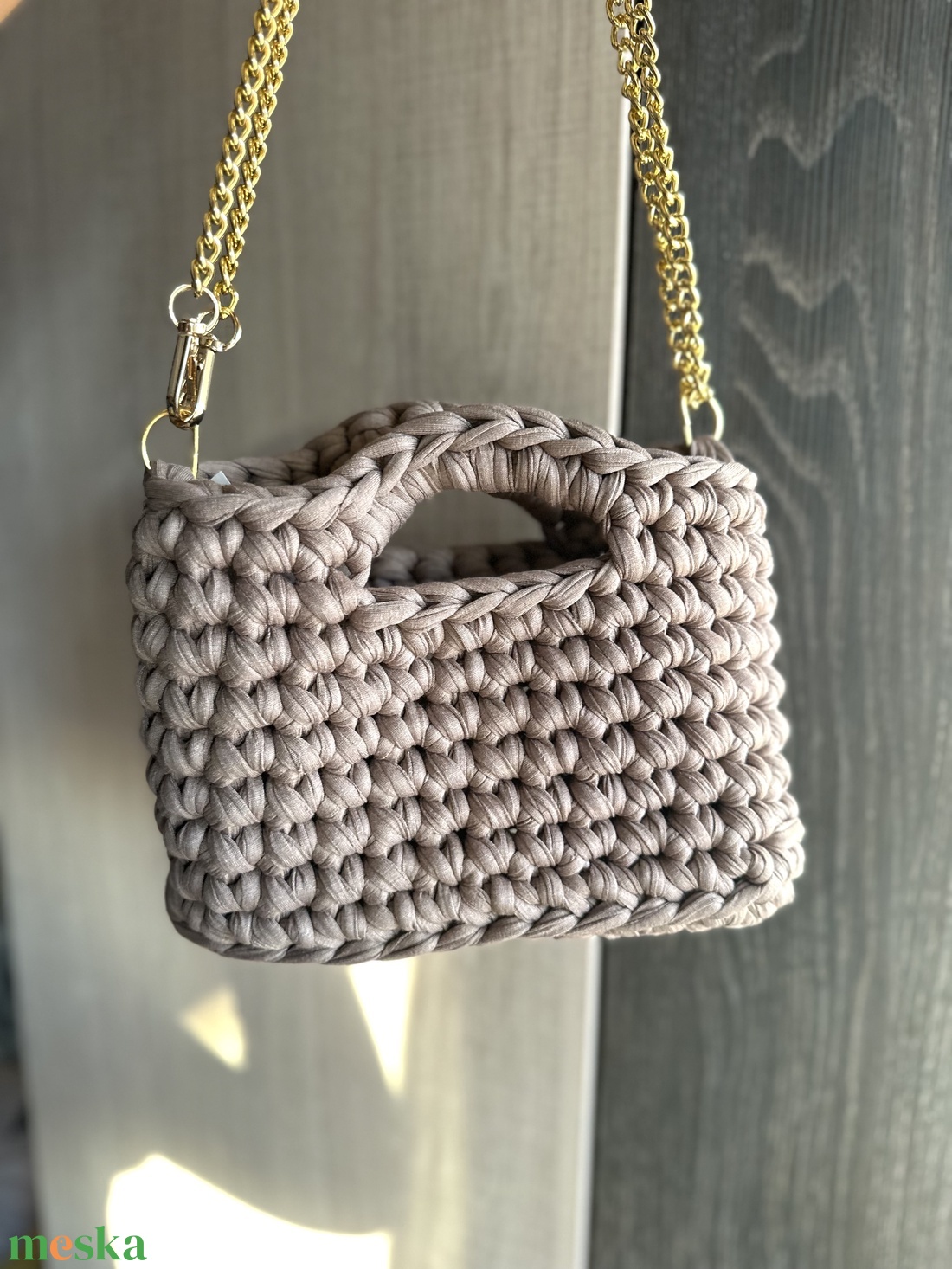 Barna láncos táska - táska & tok - kézitáska & válltáska - kézitáska - Meska.hu