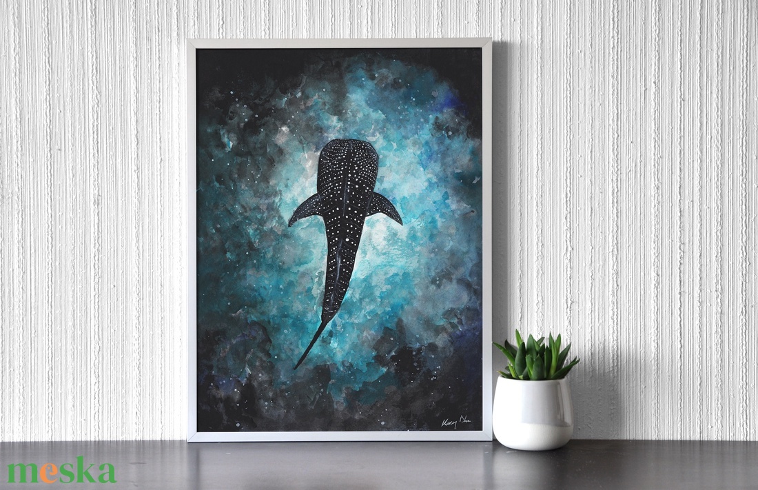 Cetcápa - akvarell festmény (nyomat) - művészet - grafika & illusztráció - művészi nyomat - Meska.hu