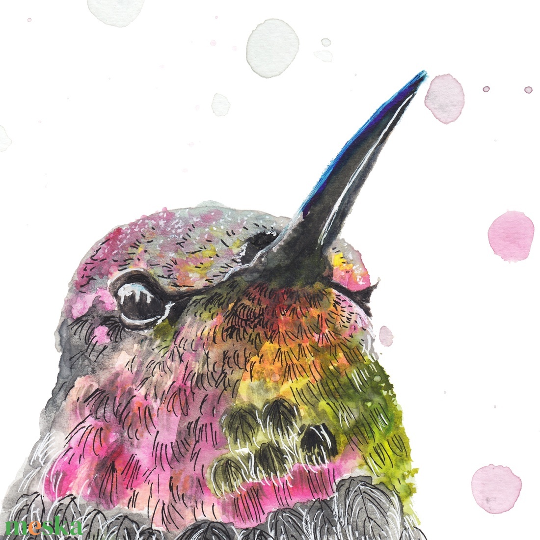 Pöttyös kolibri - akvarell festmény (nyomat) - otthon & életmód - dekoráció - kép & falikép - kép & falikép - Meska.hu Pöttyös kolibri - akvarell festmény (nyomat) - otthon & életmód - dekoráció - kép & falikép - kép & falikép - Meska.hu