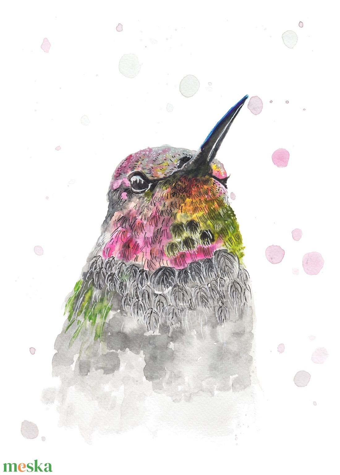 Pöttyös kolibri - akvarell festmény (nyomat) - otthon & életmód - dekoráció - kép & falikép - kép & falikép - Meska.hu Pöttyös kolibri - akvarell festmény (nyomat) - otthon & életmód - dekoráció - kép & falikép - kép & falikép - Meska.hu
