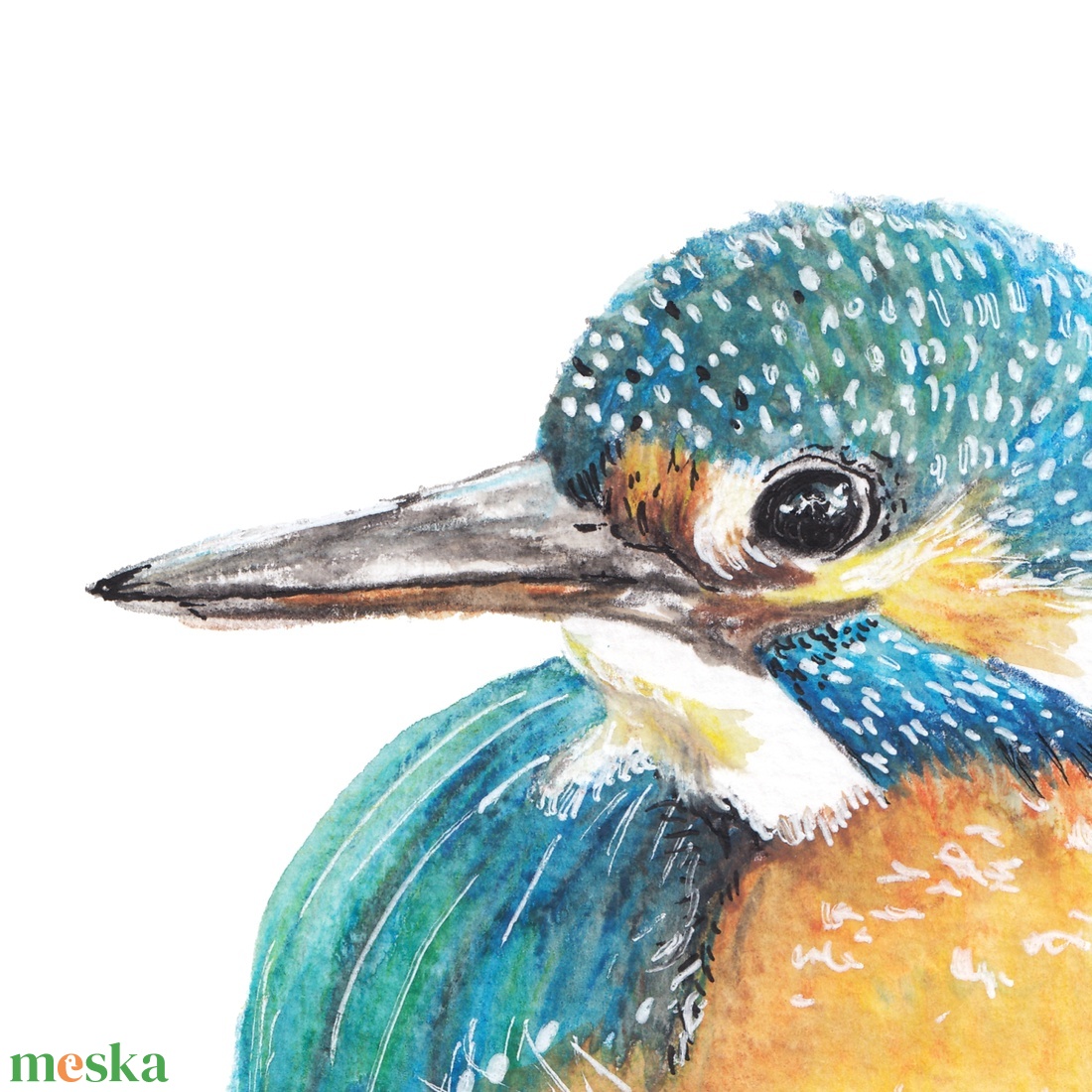 Jégmadár - akvarell festmény (nyomat) -  - Meska.hu