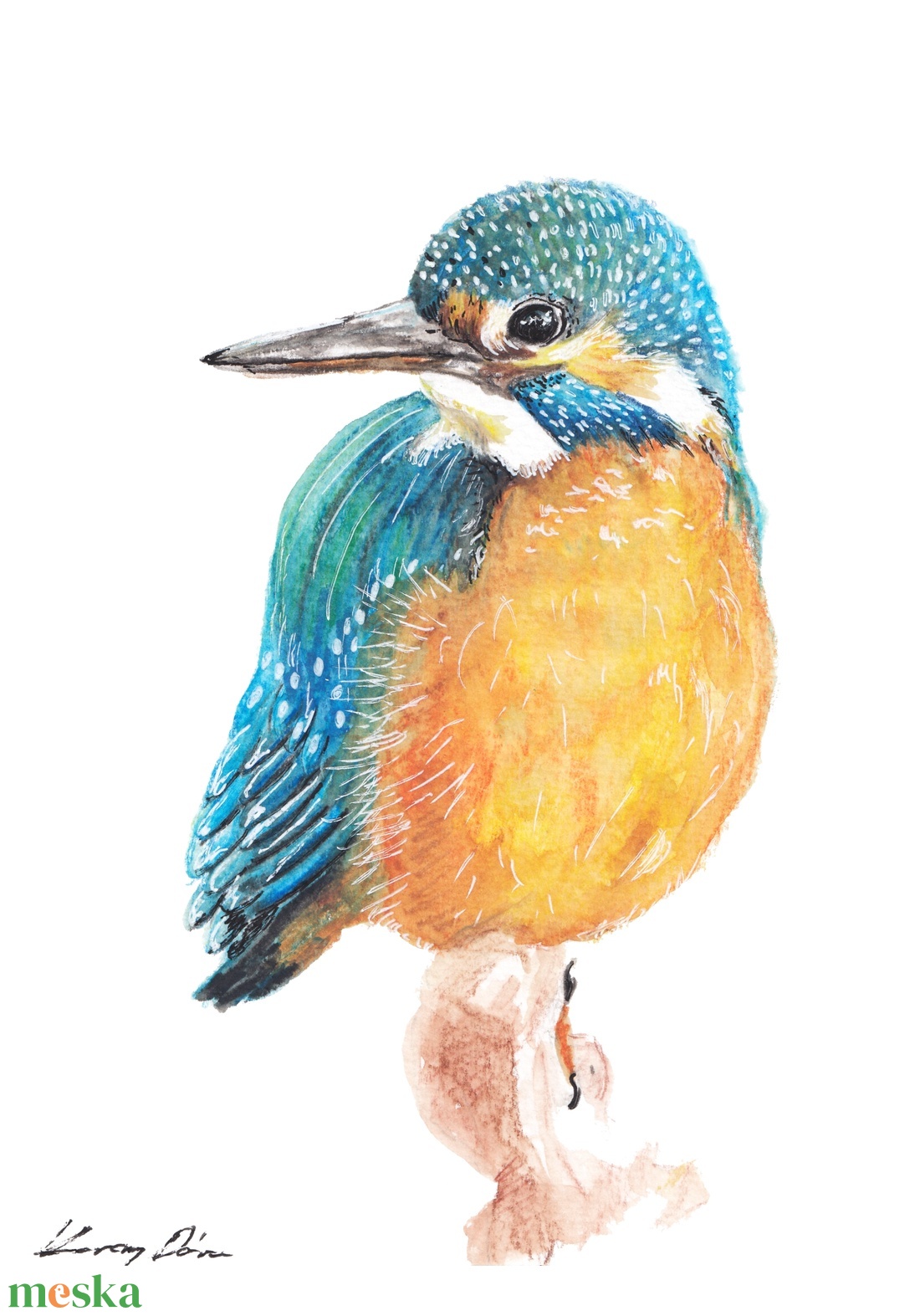 Jégmadár - akvarell festmény (nyomat) -  - Meska.hu