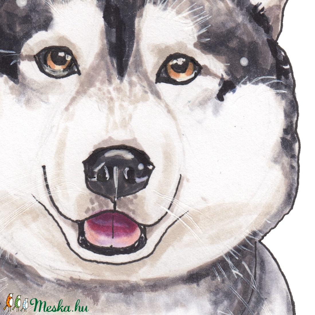 Husky - ecsetfilc festmény (nyomat) - művészet - festmény - akvarell - Meska.hu