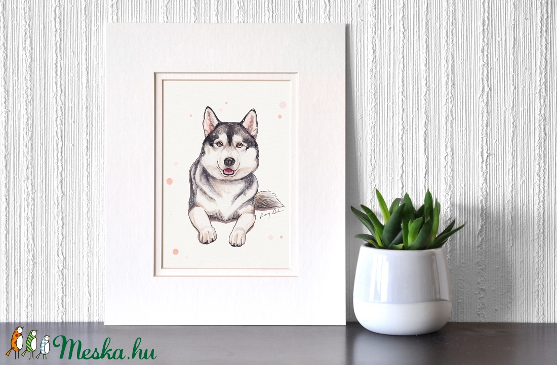 Husky - ecsetfilc festmény (nyomat) - művészet - festmény - akvarell - Meska.hu