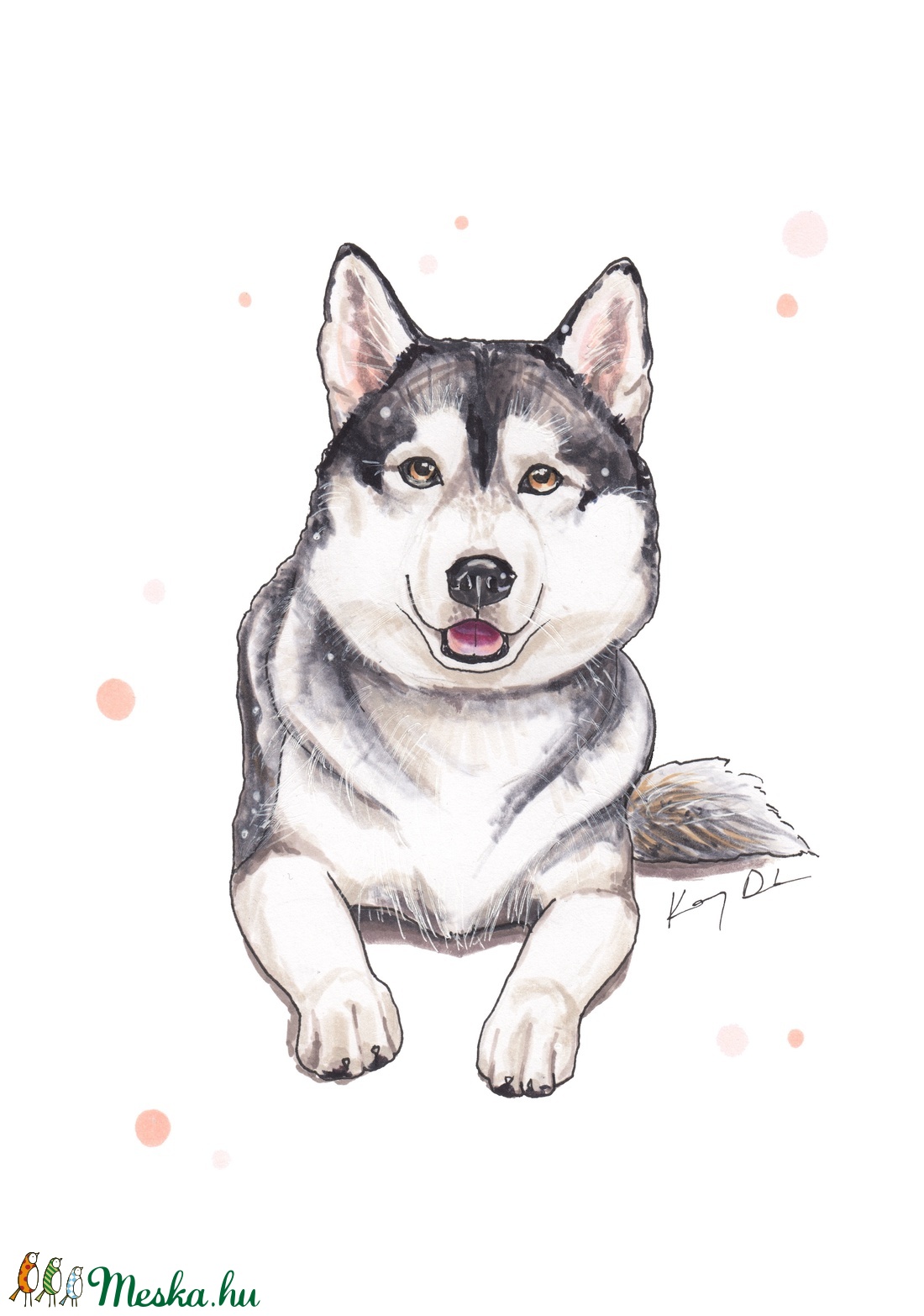 Husky - ecsetfilc festmény (nyomat) - művészet - festmény - akvarell - Meska.hu