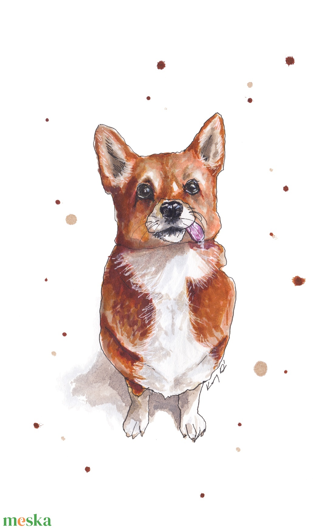 Corgi portré - ecsetfilc festmény (nyomat) - művészet - festmény - akvarell - Meska.hu Corgi portré - ecsetfilc festmény (nyomat) - művészet - festmény - akvarell - Meska.hu