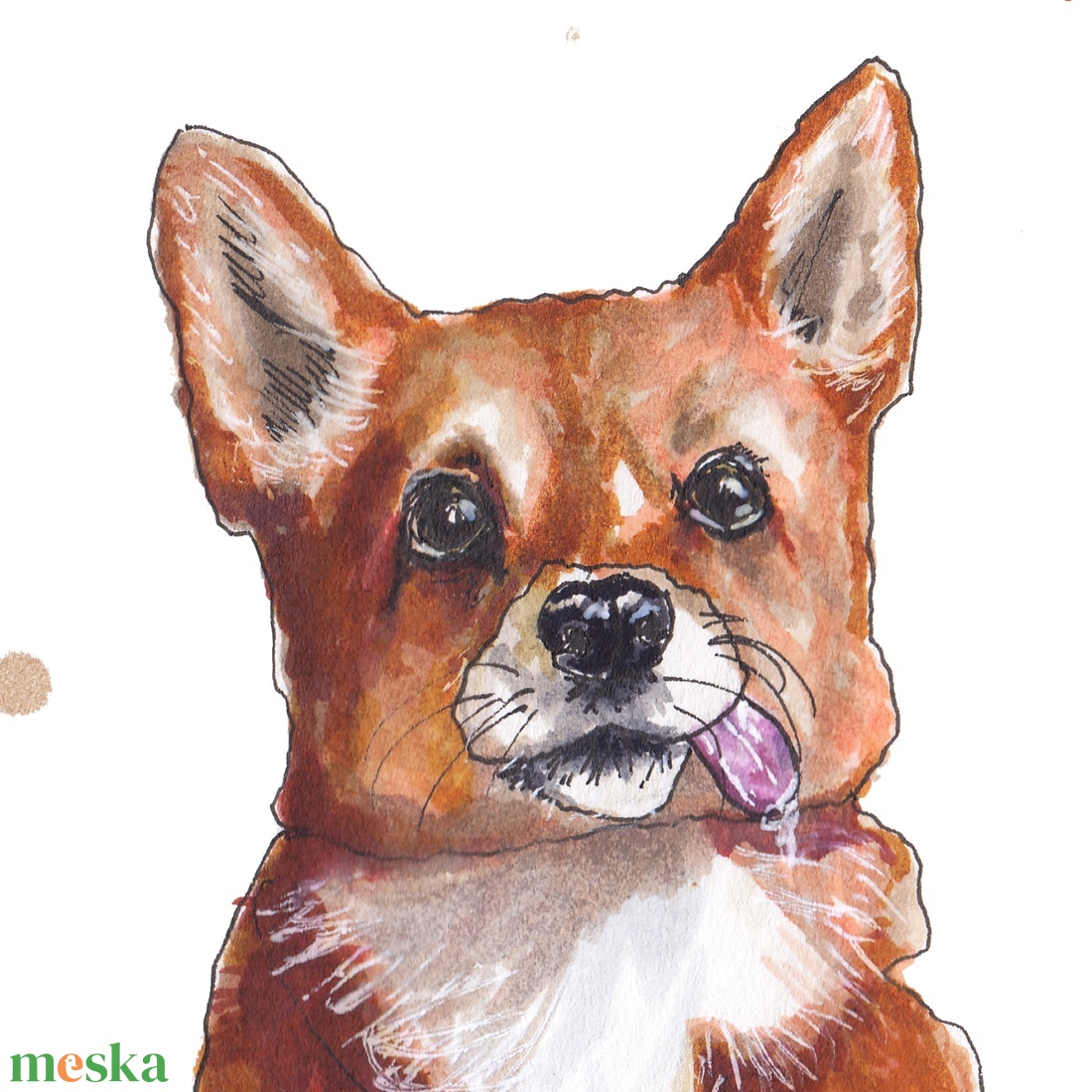 Corgi portré - ecsetfilc festmény (nyomat) - művészet - festmény - akvarell - Meska.hu Corgi portré - ecsetfilc festmény (nyomat) - művészet - festmény - akvarell - Meska.hu