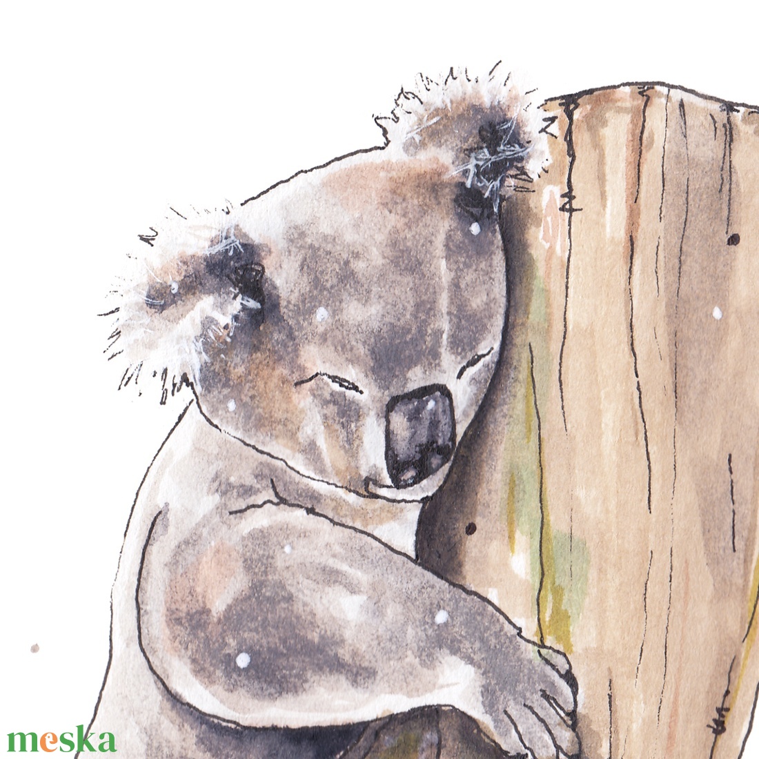 Koala - ecsetfilc festmény (nyomat) - művészet - festmény - akvarell - Meska.hu
