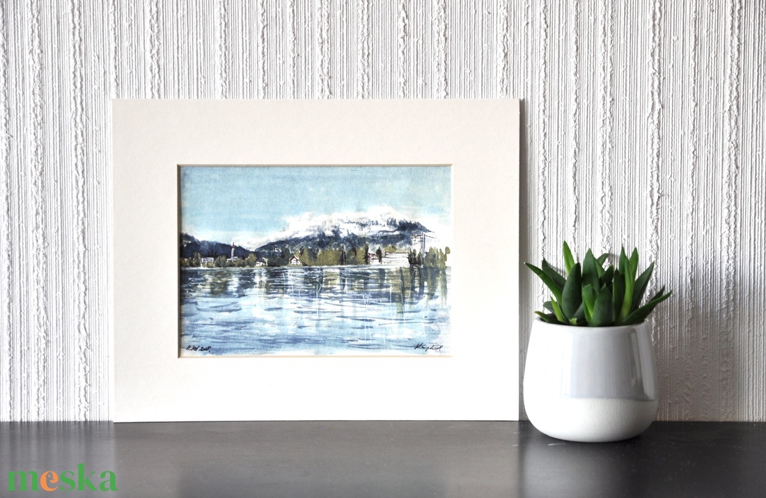 Bledi-tó - ecsetfilc festmény (nyomat) - művészet - festmény - akvarell - Meska.hu
