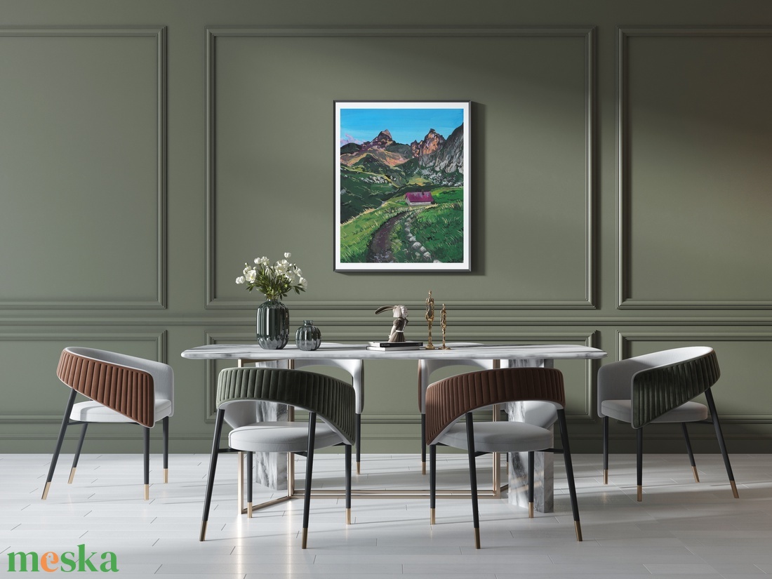 Alpesi hajnal - Művészeti nyomat (az eredeti gouache festmény alapján) - otthon & lakás - dekoráció - kép & falikép - kép & falikép - Meska.hu