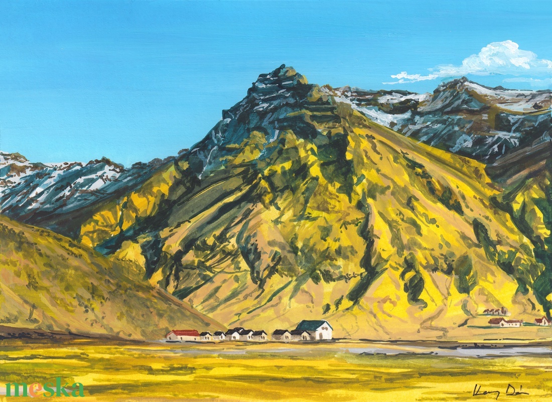 Izlandi hegyek - művészeti nyomat (az eredeti festmény alapján) - otthon & lakás - dekoráció - kép & falikép - művészi nyomat - Meska.hu