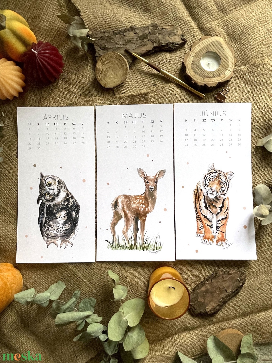 2024 Naptár - Állatok - otthon & életmód - dekoráció - fali és függő dekoráció - falinaptár & öröknaptár - Meska.hu