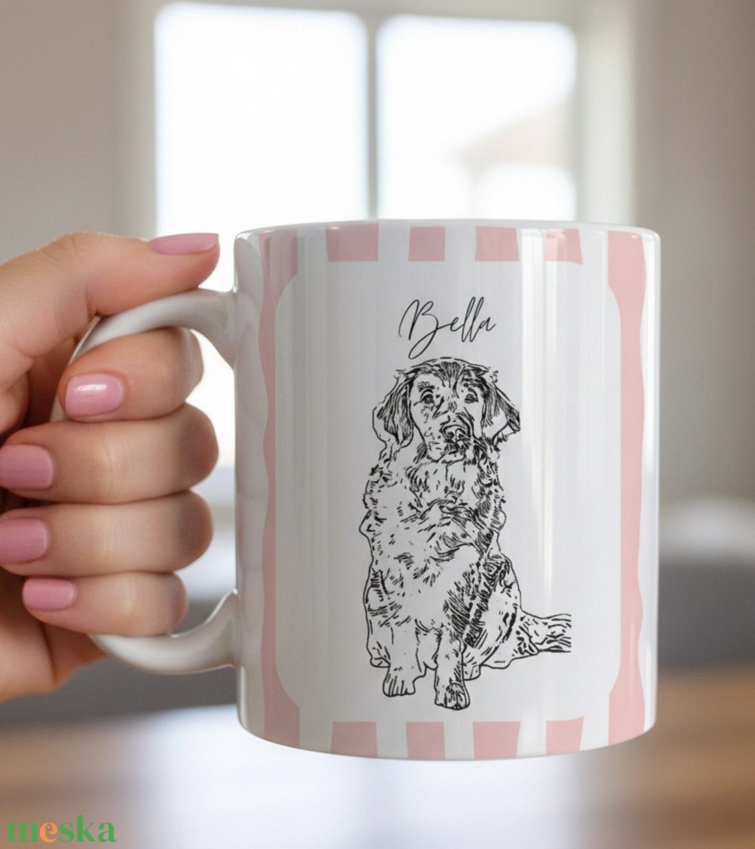 Egyedi állatos bögre saját fotóból � sketch stílusú rajz, névvel és választható háttérszínnel - otthon & életmód - konyhafelszerelés, tálalás - tálalás - bögre & csésze - Meska.hu