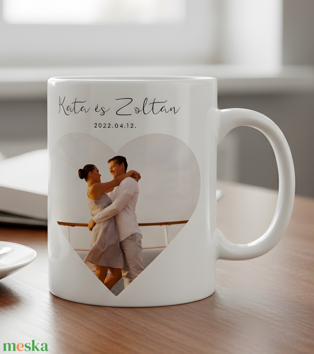 Páros egyedi fényképes bögre � nevekkel és dátummal, személyre szabott szerelmes ajándék - otthon & életmód - konyhafelszerelés, tálalás - tálalás - bögre & csésze - Meska.hu