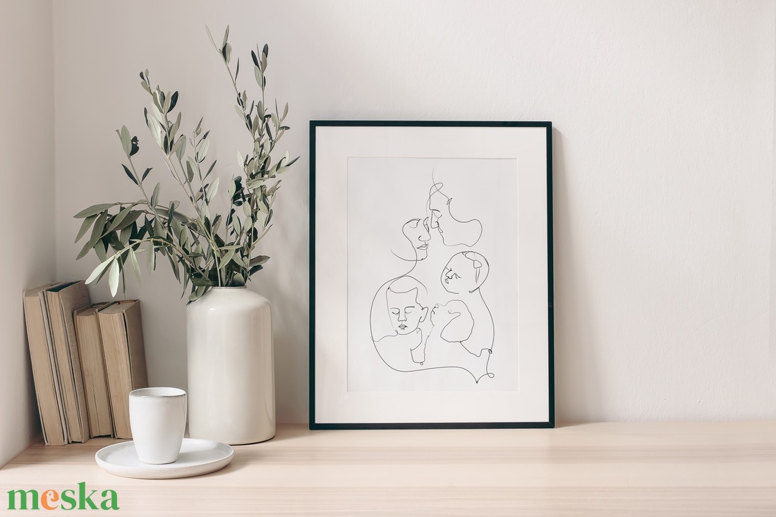 Személyre szabható egyvonalas családi portré - művészet - grafika & illusztráció - digitális - Meska.hu