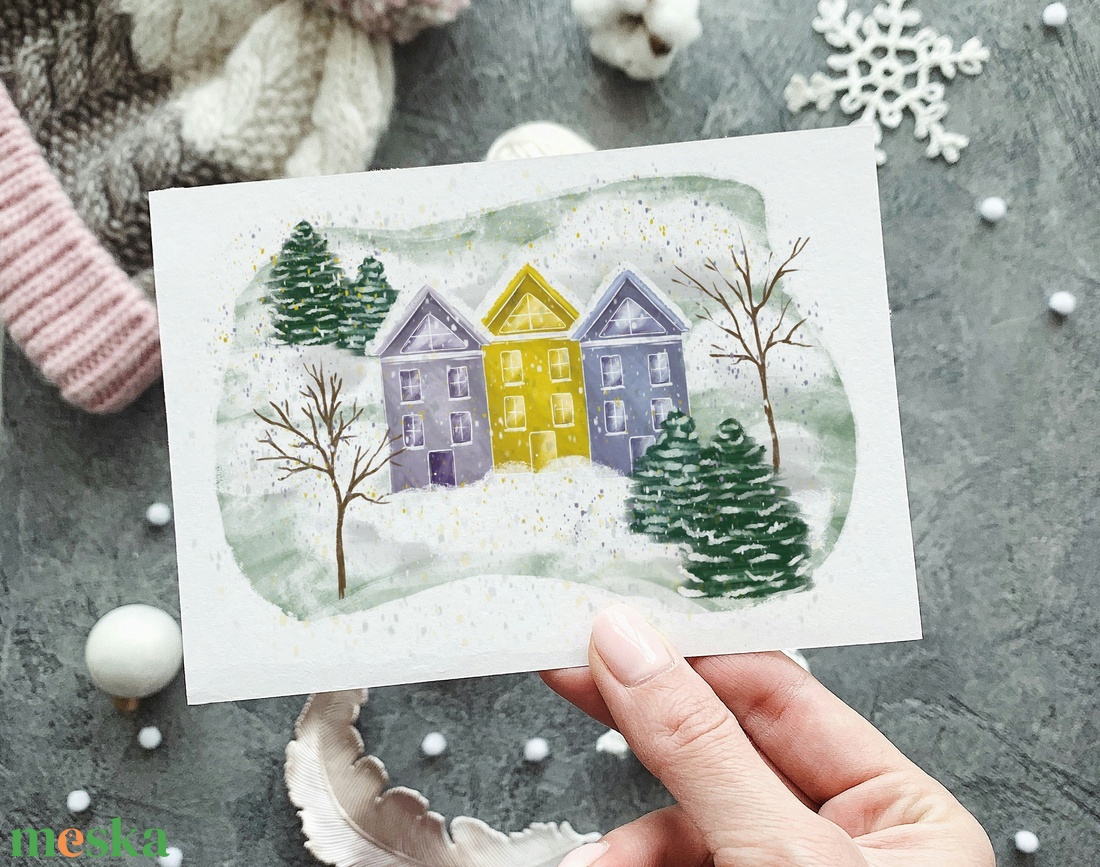 Téli falucska illusztráció - művészet - grafika & illusztráció - digitális - Meska.hu