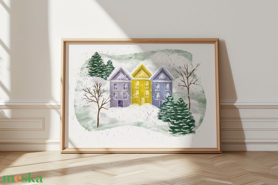 Téli falucska illusztráció - művészet - grafika & illusztráció - digitális - Meska.hu
