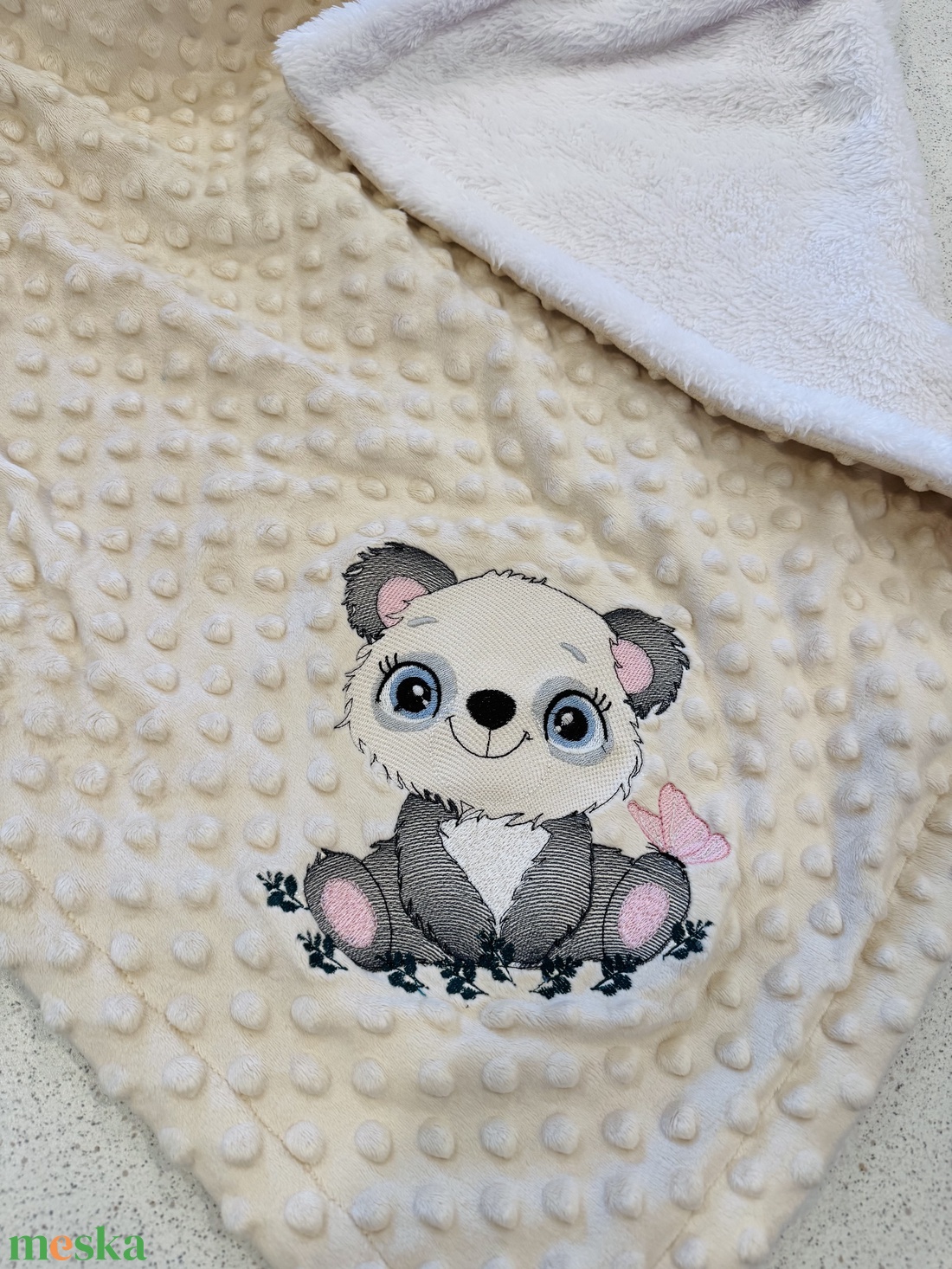 Panda-lány ,névre szóló babatakaró - otthon & életmód - babaszoba, gyerekszoba - babatakaró, gyerek pléd - Meska.hu