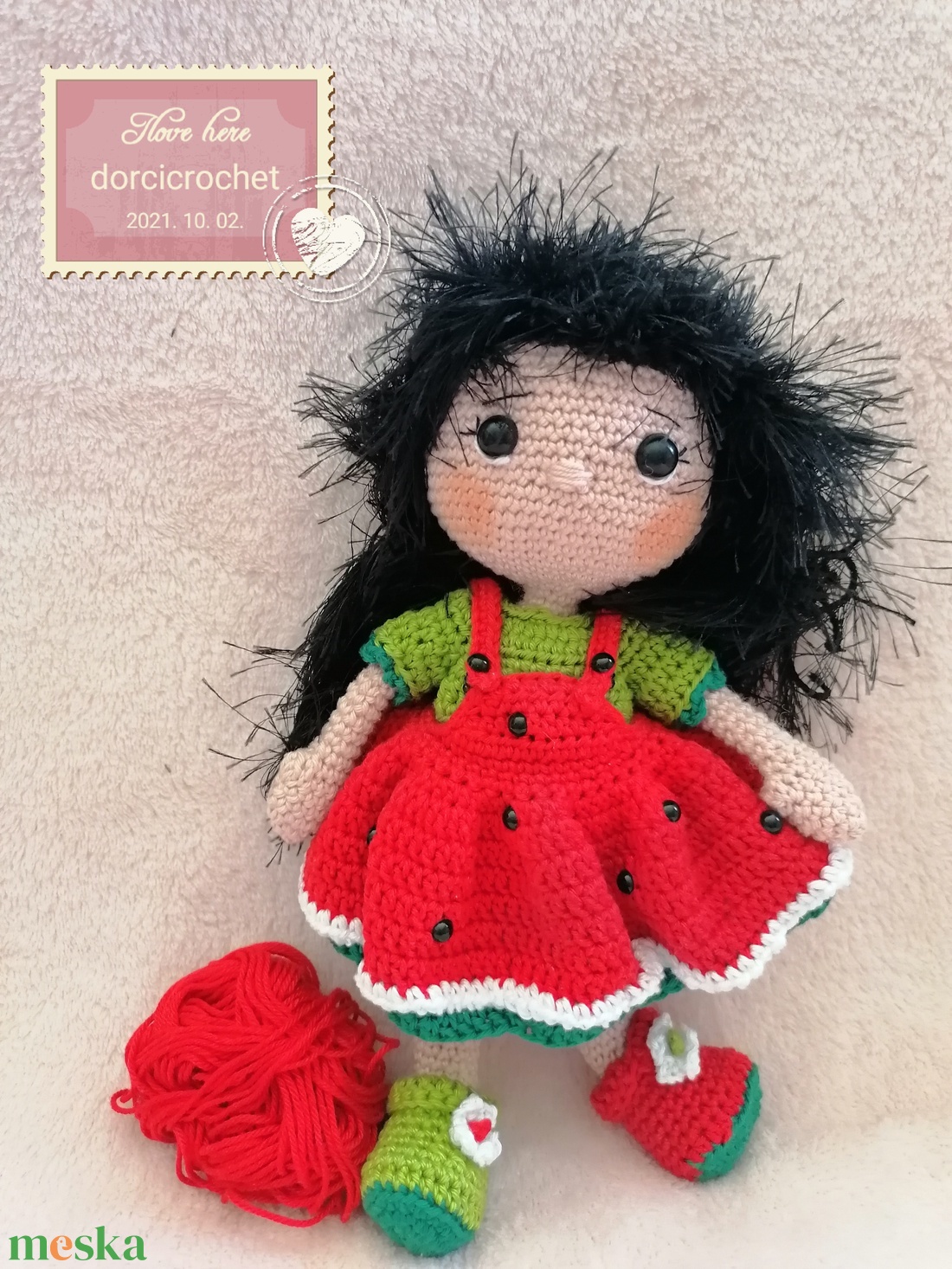 Dinnye Dorka amigurumi baba - játék & sport - plüssállat & játékfigura - ember - Meska.hu Dinnye Dorka amigurumi baba - játék & sport - plüssállat & játékfigura - ember - Meska.hu