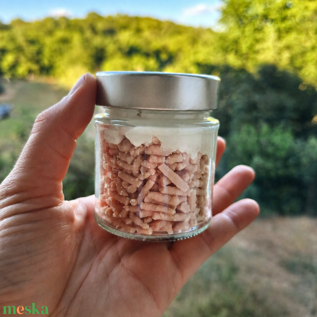 Édes gesztenye illatú szójaviasz desszertgyertya 150 g � kézműves gyertya üvegtégelyben, fedővel - otthon & életmód - gyertya, illat, aroma - gyertya - Meska.hu