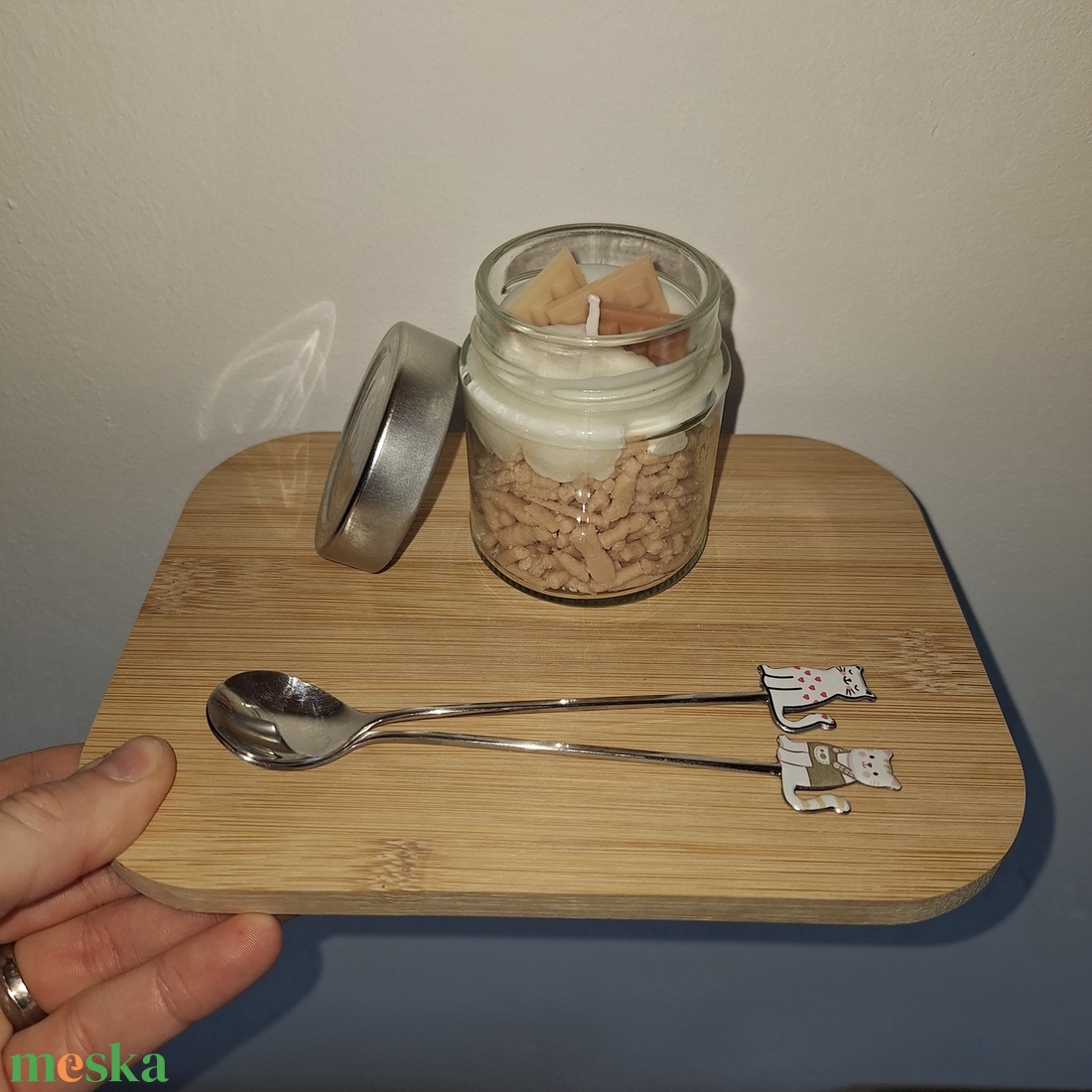 Édes gesztenye illatú szójaviasz desszertgyertya 150 g � kézműves gyertya üvegtégelyben, fedővel - otthon & életmód - gyertya, illat, aroma - gyertya - Meska.hu