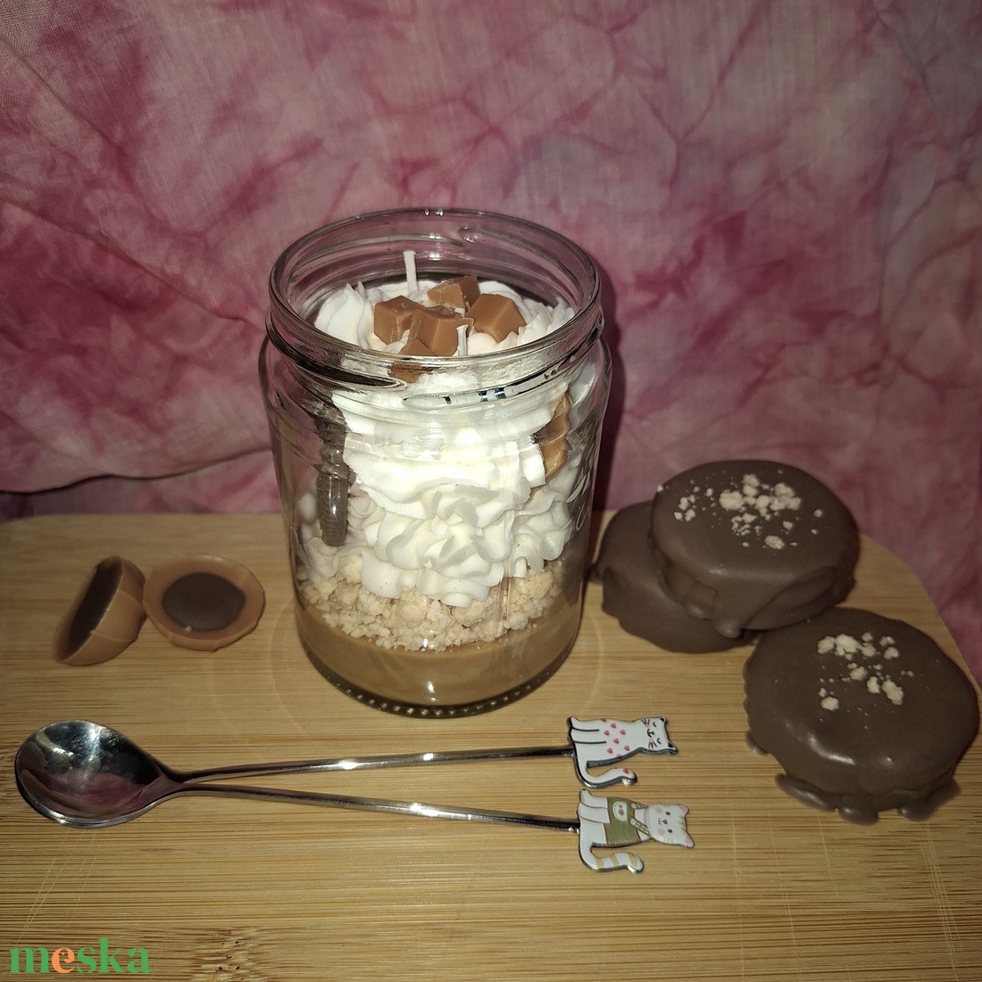 Karamell illatú szójaviasz desszertgyertya 250 g � kézműves illat gyertya üvegtégelyben - otthon & életmód - gyertya, illat, aroma - gyertya - Meska.hu