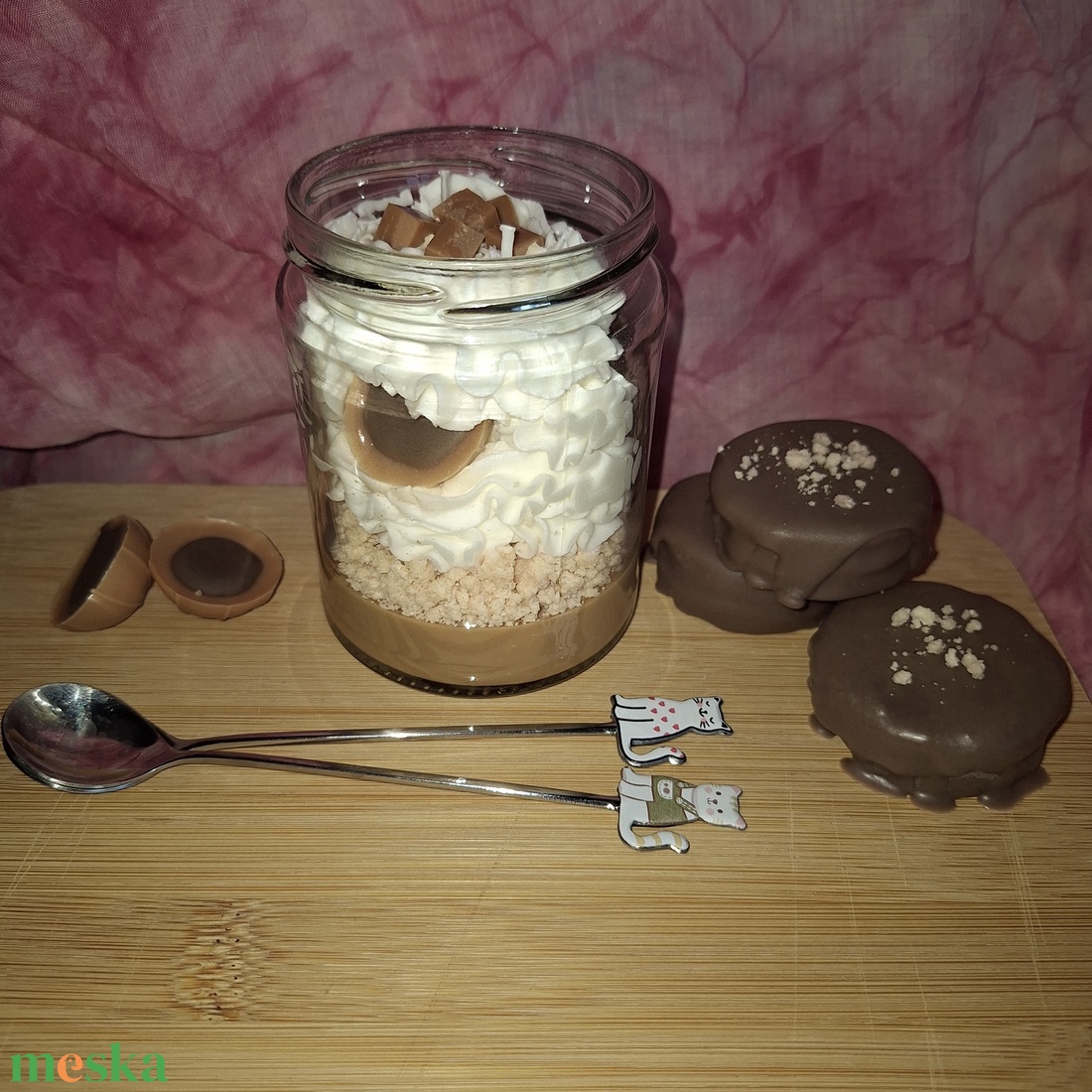 Karamell illatú szójaviasz desszertgyertya 250 g � kézműves illat gyertya üvegtégelyben - otthon & életmód - gyertya, illat, aroma - gyertya - Meska.hu
