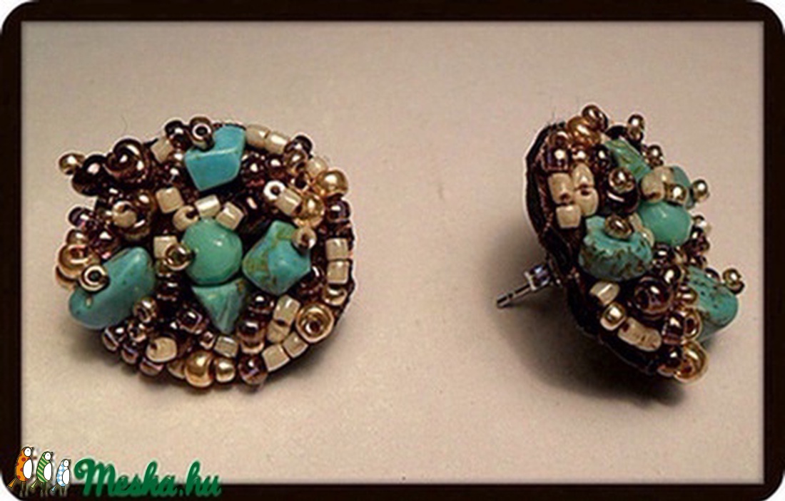  Bedugós ásvány hímzett egyedi  fülbevaló -  - Meska.hu