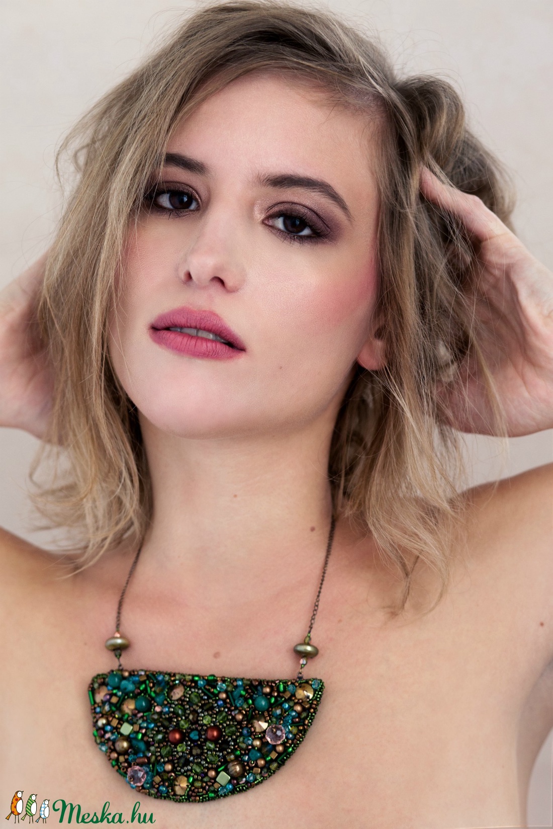 Zöld aventurin esküvői nyakék, alkalmi ékszer, Mennyasszonyi ékszer -  - Meska.hu