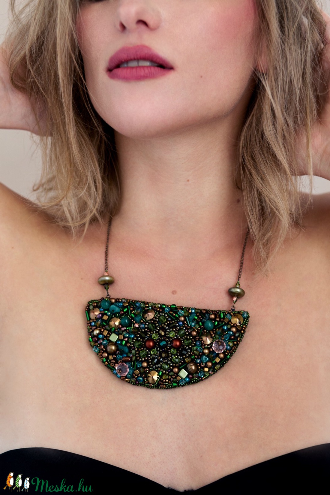 Zöld aventurin esküvői nyakék, alkalmi ékszer, Mennyasszonyi ékszer -  - Meska.hu