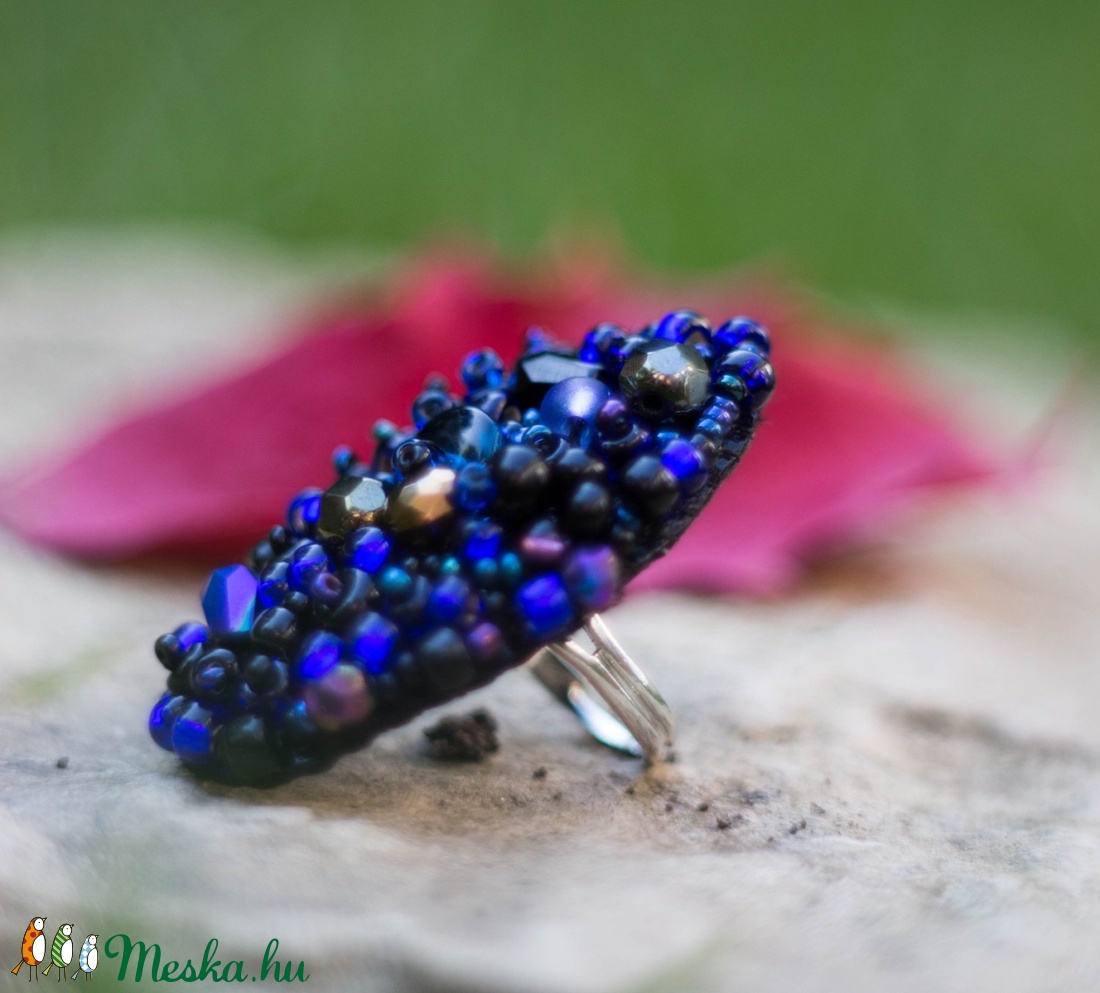 Különleges kékség, állítható méretű gyűrű! -  - Meska.hu