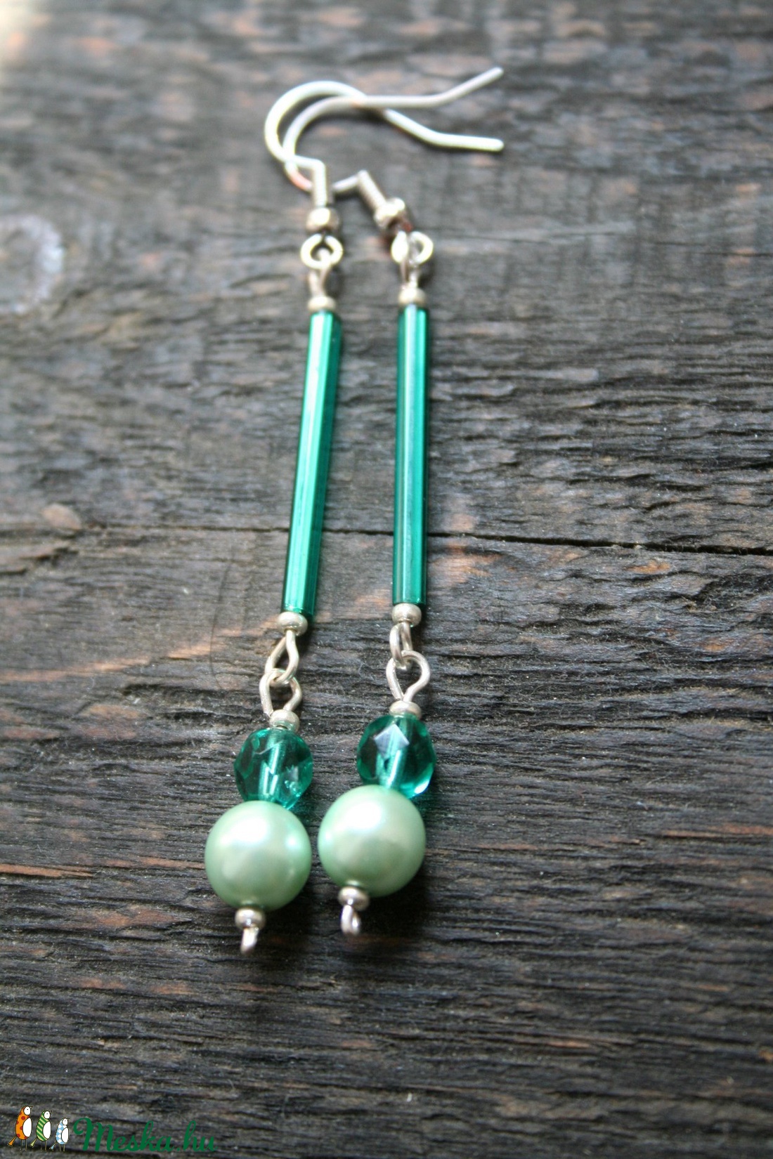 Türkiz kristály lógós fülbevaló, női fülbevaló, ajándék -  - Meska.hu