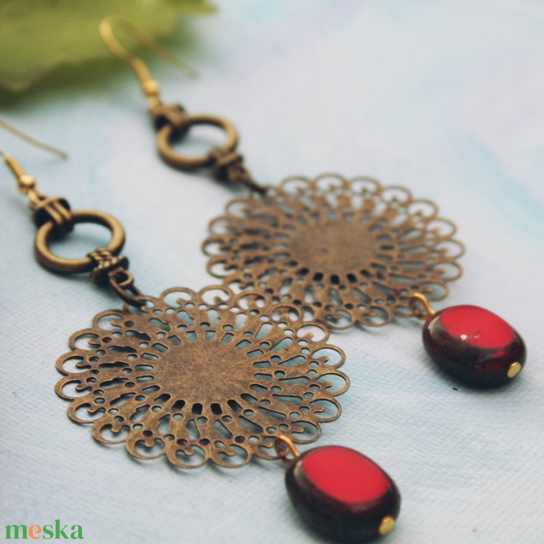 Ipiapacs piros fülbevaló - ékszer - fülbevaló - lógó fülbevaló - Meska.hu