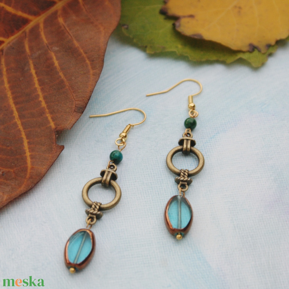 Romantikus kék fülbevaló - ékszer - fülbevaló - lógó fülbevaló - Meska.hu