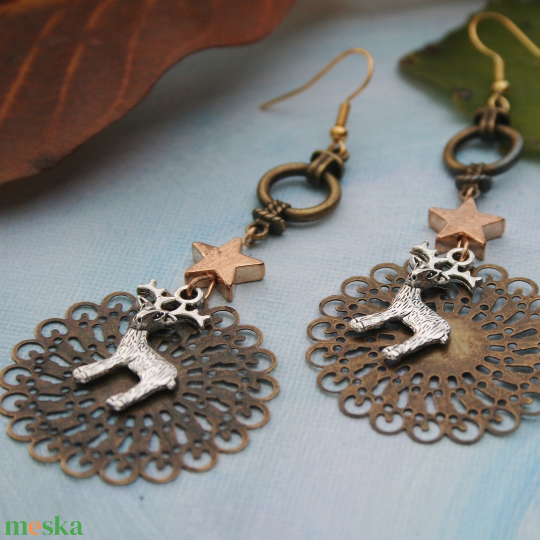 Szarvas az égbolt alatt lógós fülbevaló - ékszer - fülbevaló - lógó fülbevaló - Meska.hu