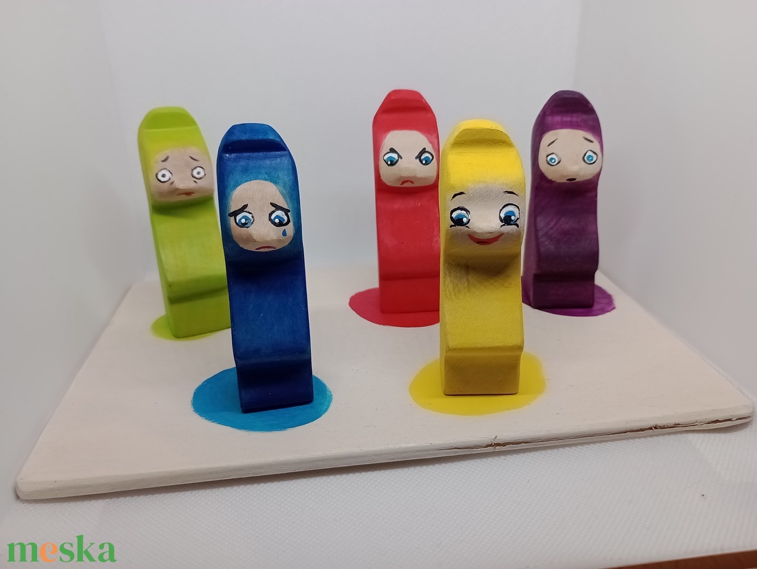 Fából készült Érzelem manók - játék & sport - készségfejlesztő és logikai játék - montessori szivárvány, waldorf játékok - Meska.hu Fából készült Érzelem manók - játék & sport - készségfejlesztő és logikai játék - montessori szivárvány, waldorf játékok - Meska.hu