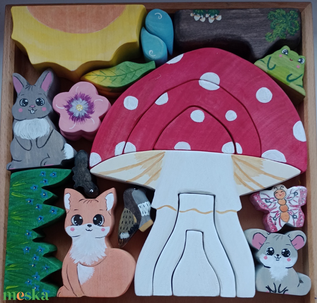 A gomba alatt fajáték szett - baba - mama - baba játékok - waldorf játékok - Meska.hu