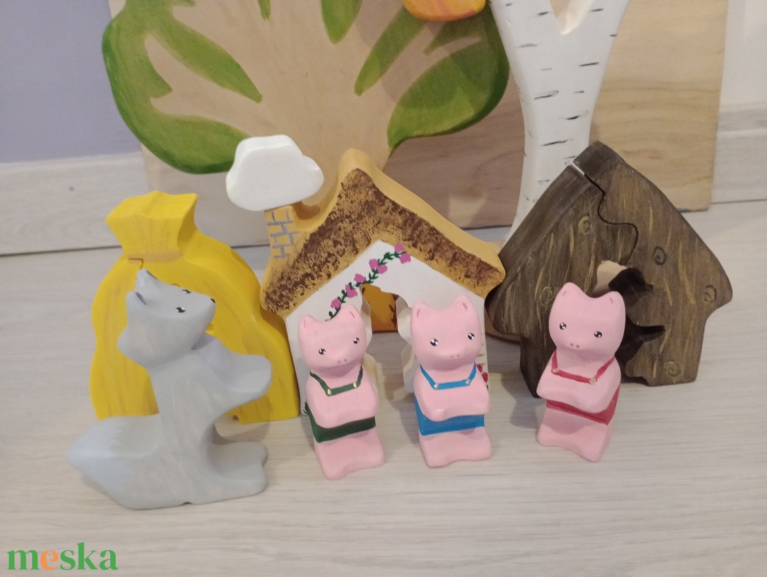 A három kismalac fajáték szett - játék & sport - készségfejlesztő és logikai játék - montessori szivárvány, waldorf játékok - Meska.hu