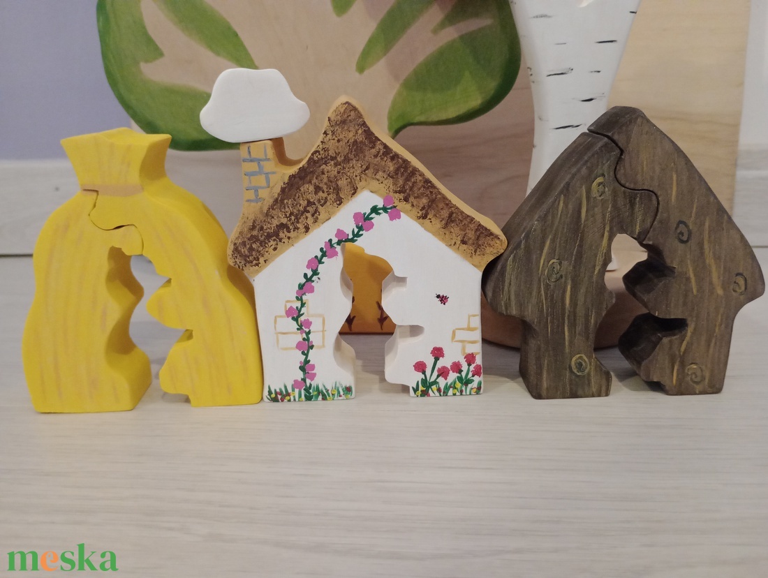 A három kismalac fajáték szett - játék & sport - készségfejlesztő és logikai játék - montessori szivárvány, waldorf játékok - Meska.hu