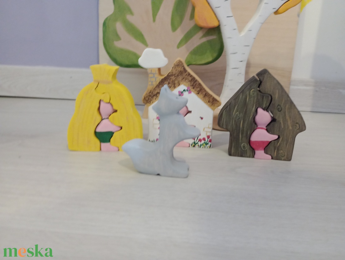 A három kismalac fajáték szett - játék & sport - készségfejlesztő és logikai játék - montessori szivárvány, waldorf játékok - Meska.hu