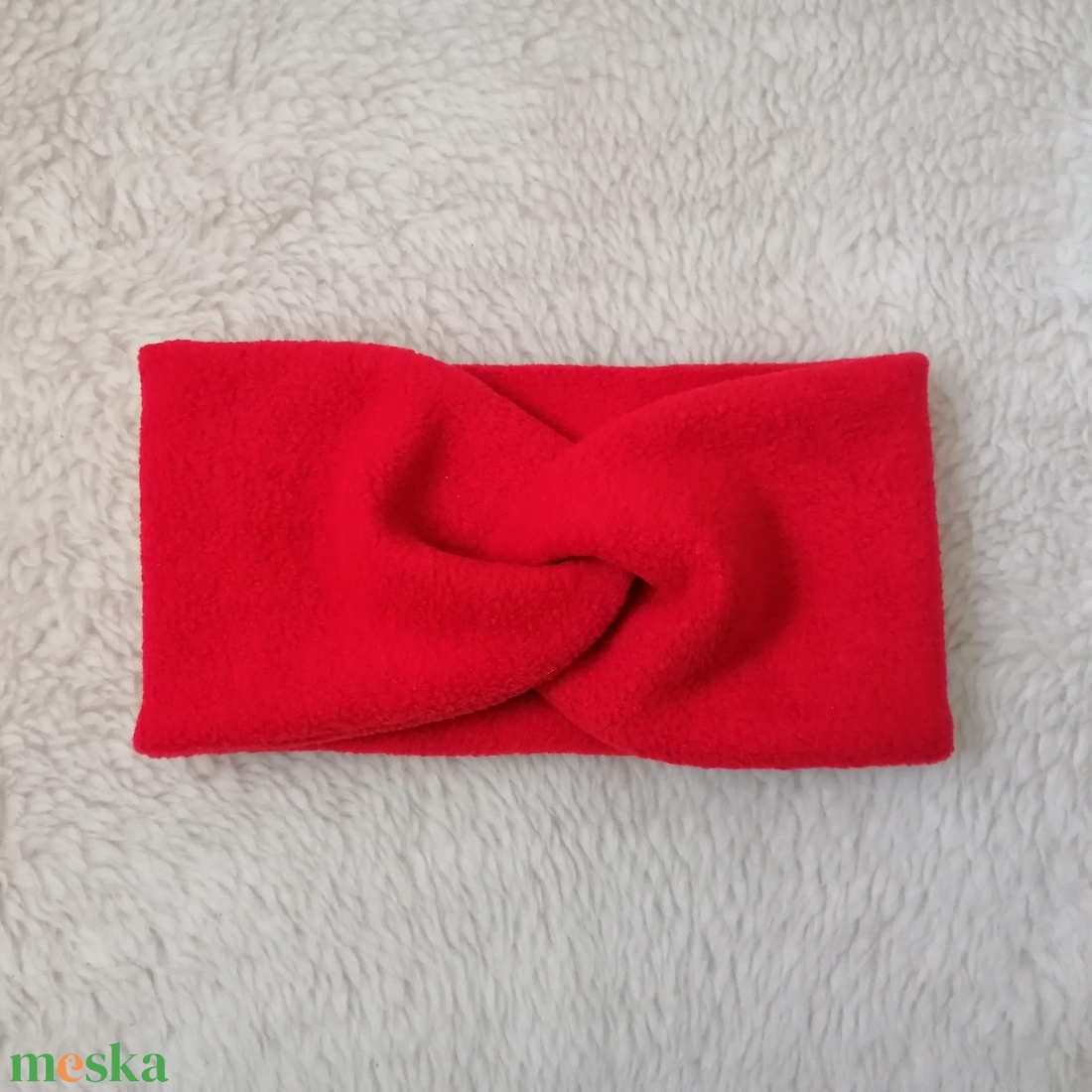 Piros polár fejpánt - ruha & divat - sál, sapka, kendő - fejpánt - Meska.hu